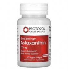 Protocol for Life Balance, Astaxanthin, Extra Strength, 12 mg, 60 Veggie Softgels