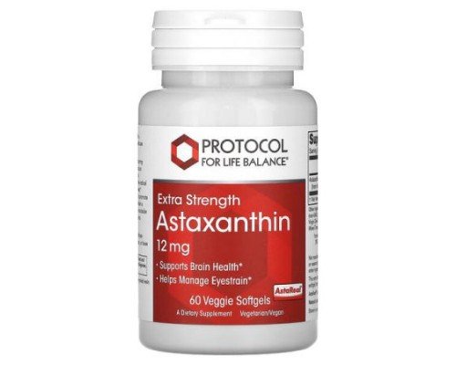 Protocol for Life Balance, Astaxanthin, Extra Strength, 12 mg, 60 Veggie Softgels