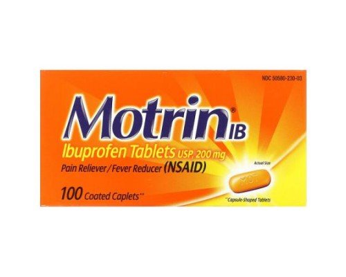 Motrin, Ibuprofen Tablets, 200 mg, 100 Coated Caplets