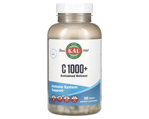 KAL, C 1000+ Sustained Release, 250 Tablets