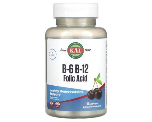 KAL, B-6 B-12 Folic Acid, Black Cherry, 60 Lozenges