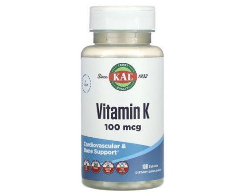 KAL, Vitamin K, 100 mcg, 100 Tablets