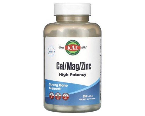 KAL, Cal/Mag/Zinc, High Potency, 250 Tablets