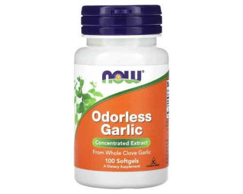 NOW Foods, Odorless Garlic, Concentrated Extract, 100 Softgels (25 mg per Softgel)