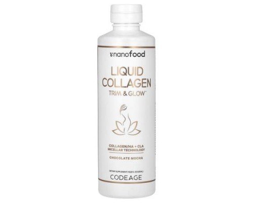 Codeage, Nanofood, Liquid Collagen, Trim & Glow, Chocolate Mocha, 15.22 fl oz (450 ml)