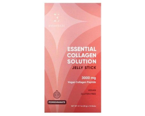 Everydaze, Essential Collagen Solution Jelly Stick, Pomegranate, 3,000 mg, 10 Sticks, 0.7 oz (20 g) Each