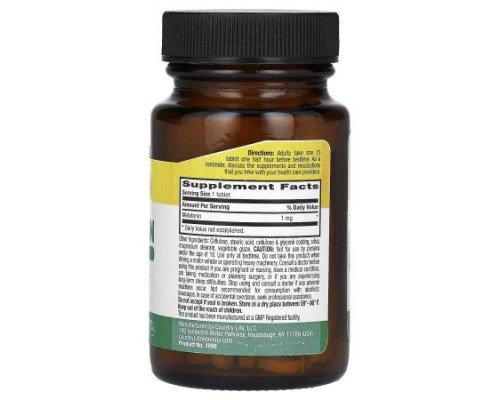 Country Life, Melatonin, Rapid Release , 1 mg, 60 Tablets