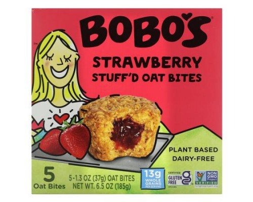 Bobo's Oat Bars, Stuff'd Oat Bites, Strawberry, 5 Bites, 1.3 oz (37 g) Each
