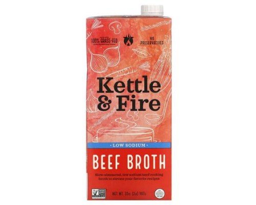 Kettle & Fire, Beef Broth, Low Sodium, 32 oz (907 g)