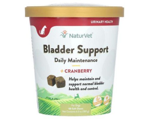 NaturVet, Bladder Support Daily Maintenance + Cranberry, For Dogs, 60 Soft Chews, 6.3 oz (180 g)