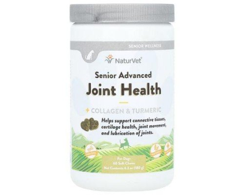 NaturVet, Senior Advanced, Joint Health + Collagen & Turmeric, For Dogs, 60 Soft Chews, 6.3 oz (180 g)