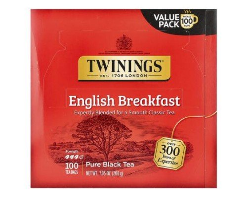 Twinings, Pure Black Tea, English Breakfast, 100 Tea Bags, 7.05 oz (200 g)