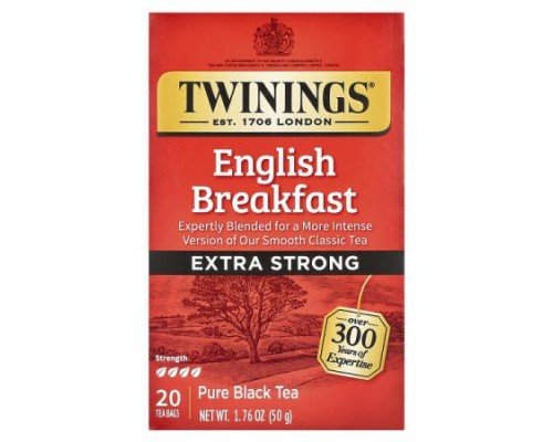 Twinings, Pure Black Tea, English Breakfast, Extra Strong, 20 Tea Bags, 1.76 oz (50 g)