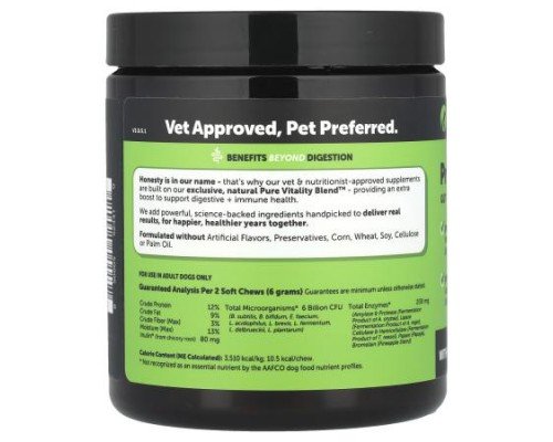 Pet Honesty, Probiotics, For Adult Dogs, Pumpkin, 90 Soft Chews, 9.5 oz (270 g)