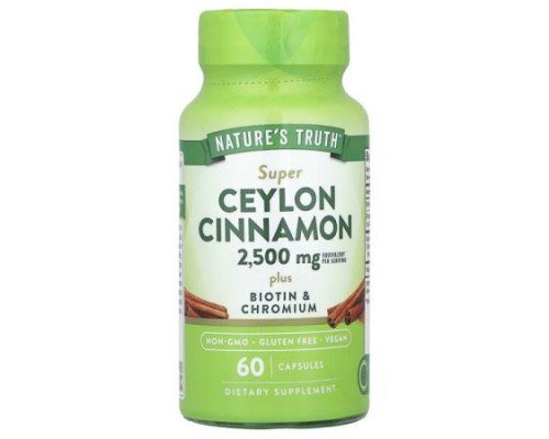 Nature's Truth, Super Ceylon Cinnamon Plus Biotin & Chromium, 60 Capsules