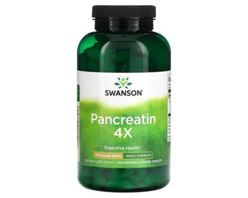 Swanson, Pancreatin 4X, Triple Strength, 375 mg, 300 Enteric-Coated Tablets