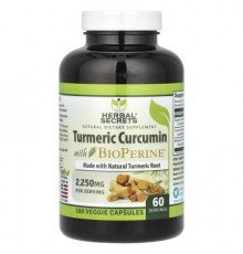 Herbal Secrets, Turmeric Curcumin with BioPerine, 180 Veggie Capsules