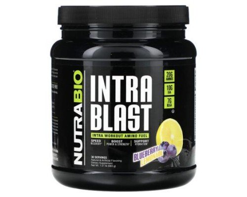 NutraBio, Intra Blast, Intra Workout Amino Fuel, Blueberry Lemonade, 1.51 lb (683 g)