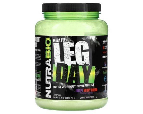 NutraBio, Intra Fuel, Leg Day, Grape Berry Crush, 2.08 lb (946 g)