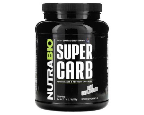 NutraBio, Super Carb, Raw Unflavored, 1.7 lb (775 g)