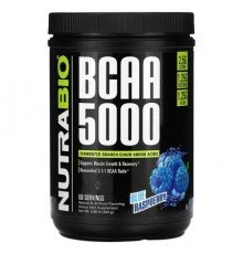 NutraBio, BCAA 5000, Blue Raspberry, 0.98 lb (444 g)