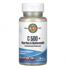 KAL, C 500 + Rose Hips & Bioflavonoids, 100 Tablets