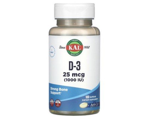 KAL, D-3, 100 SoftGels