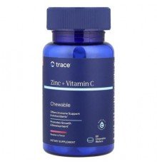 Trace, Zinc + Vitamin C Chewable, Raspberry, 60 Chewable Wafers