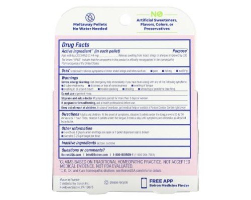 Boiron, Apis Meltaway Pellets, 3 Tubes, 80 Pellets Each