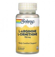 Solaray, L-Arginine L-Ornithine, 750 mg, 50 VegCaps