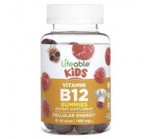Lifeable, Kids Vitamin B12 Gummies, Natural Raspberry, 60 Gummies (500 mg per Gummy)