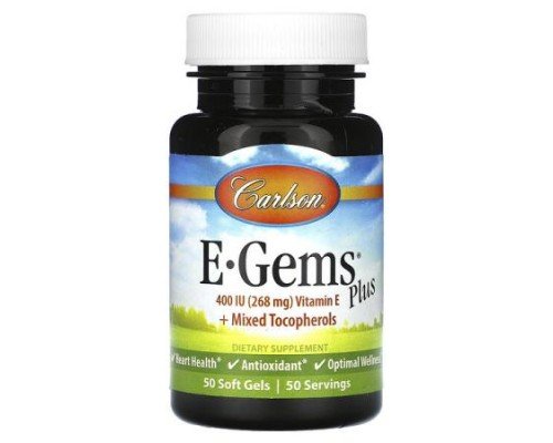 Carlson, E-Gems Plus, 400 IU (268 mg), 50 Soft Gels