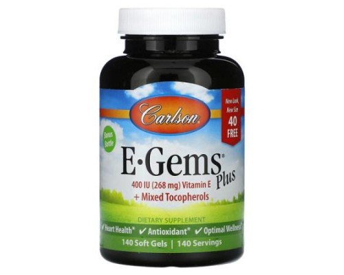 Carlson, E-Gems Plus, 400 IU (268 mg), 140 Soft  Gels