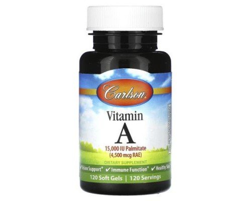 Carlson, Vitamin A, 4,500 mcg RAE (15,000 IU), 120 Soft Gels
