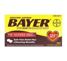 Bayer, Genuine Aspirin, 325 mg , 100 Coated Tablets