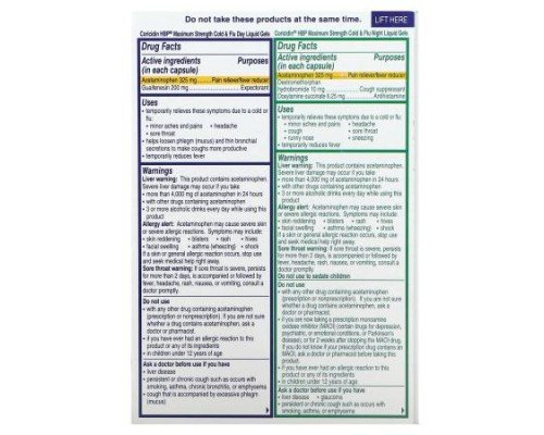 Coricidin HBP, Cold & Flu Day and Night, Maximum Strength, 2 Bottles, 24 Liquid Gels