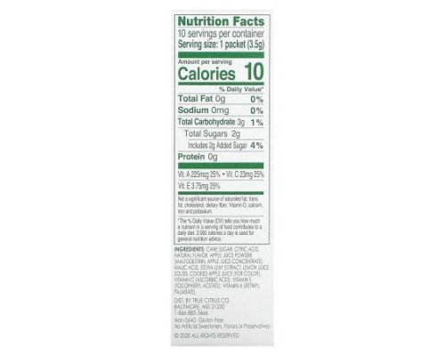 True Citrus, True Lemon, Kids Drink Mix, Crisp Apple, 10 Packets, 0.12 oz (3.5 g) Each