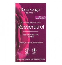 Reserveage Beauty, Resveratrol, 250 mg, 30 Veggie Capsules