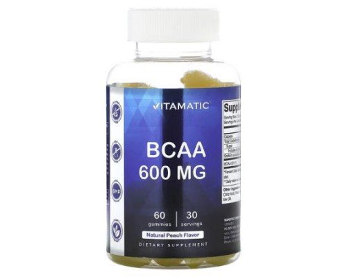 Vitamatic, BCAA, Natural Peach, 60 Gummies (300 mg per Gummy)