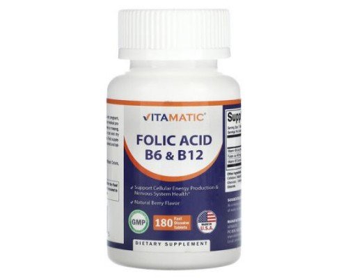 Vitamatic, Folic Acid B6 & B12, Natural Berry, 180 Fast Dissolve Tablets