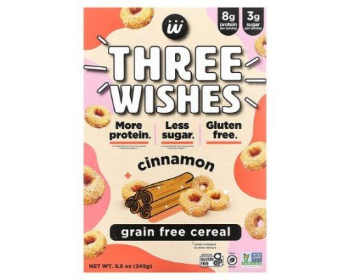 Three Wishes, Grain Free Cereal, Cinnamon, 8.6 oz (245 g)