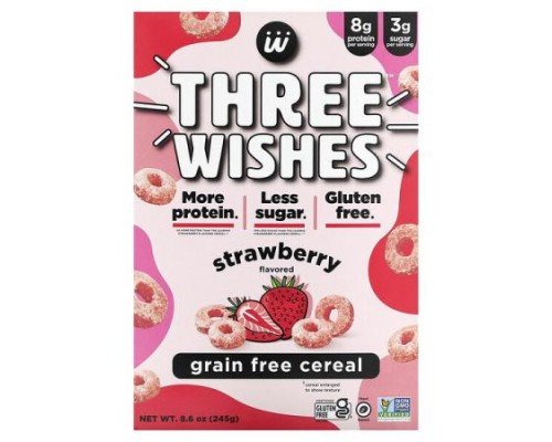Three Wishes, Grain Free Cereal, Strawberry, 8.6 oz (245 g)