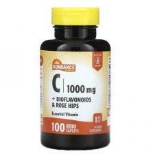 Sundance Vitamins, C + Bioflavonoids & Rose Hips, 100 Coated Caplets