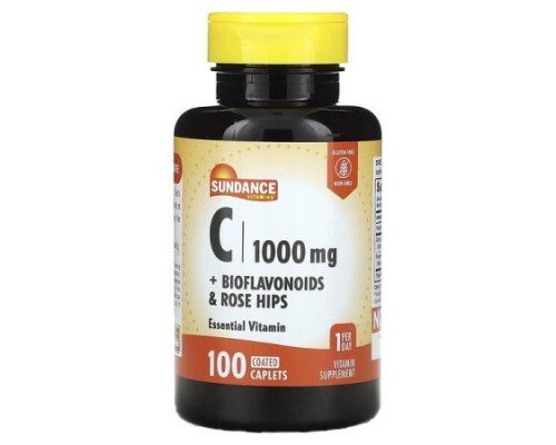 Sundance Vitamins, C + Bioflavonoids & Rose Hips, 100 Coated Caplets