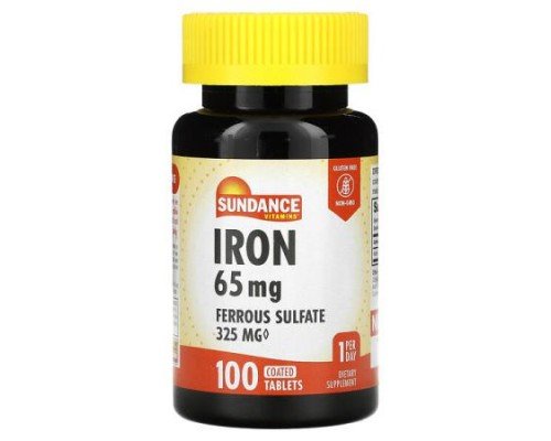 Sundance Vitamins, Iron, 65 mg, 100  Coated Tablets