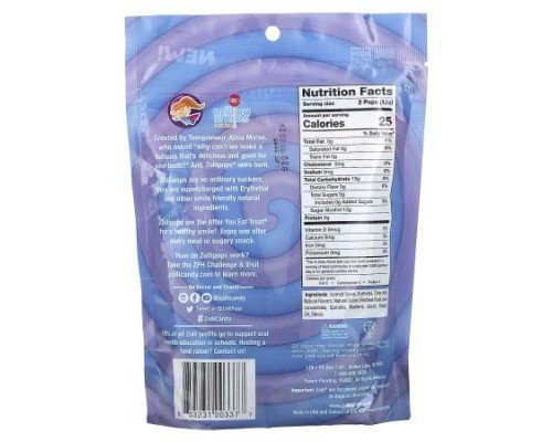 Zollipops, The Clean Teeth Pops, Grape + Blue Raspberry, Approx. 23-25 pops, 5.2 oz