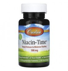 Carlson, Niacin-Time, 500 mg, 50 Vegetarian Tablets