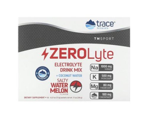 Trace, TM Sport, ZEROLyte, Electrolyte Drink Mix, Salty Watermelon, 30 Packets, 0.27 oz (7.3 g) Each