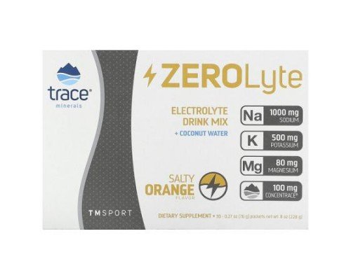 Trace, TM Sport, ZEROLyte, Electrolyte Drink Mix, Salty Orange, 30 Packets, 0.27 oz (7.6 g) Each