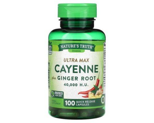 Nature's Truth, Vitamins, Ultra Max Cayenne Plus Ginger Root, 100 Quick Release Capsules